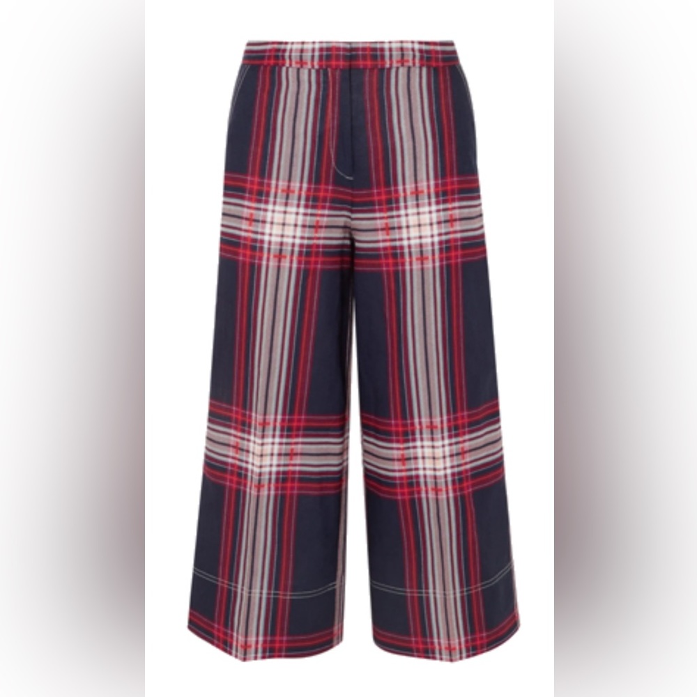 New! By Malene Birger linen cotton culottes, checkered, contrast color, size 38